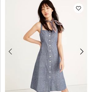Madewell Chambray Tank Button Front Midi Dress